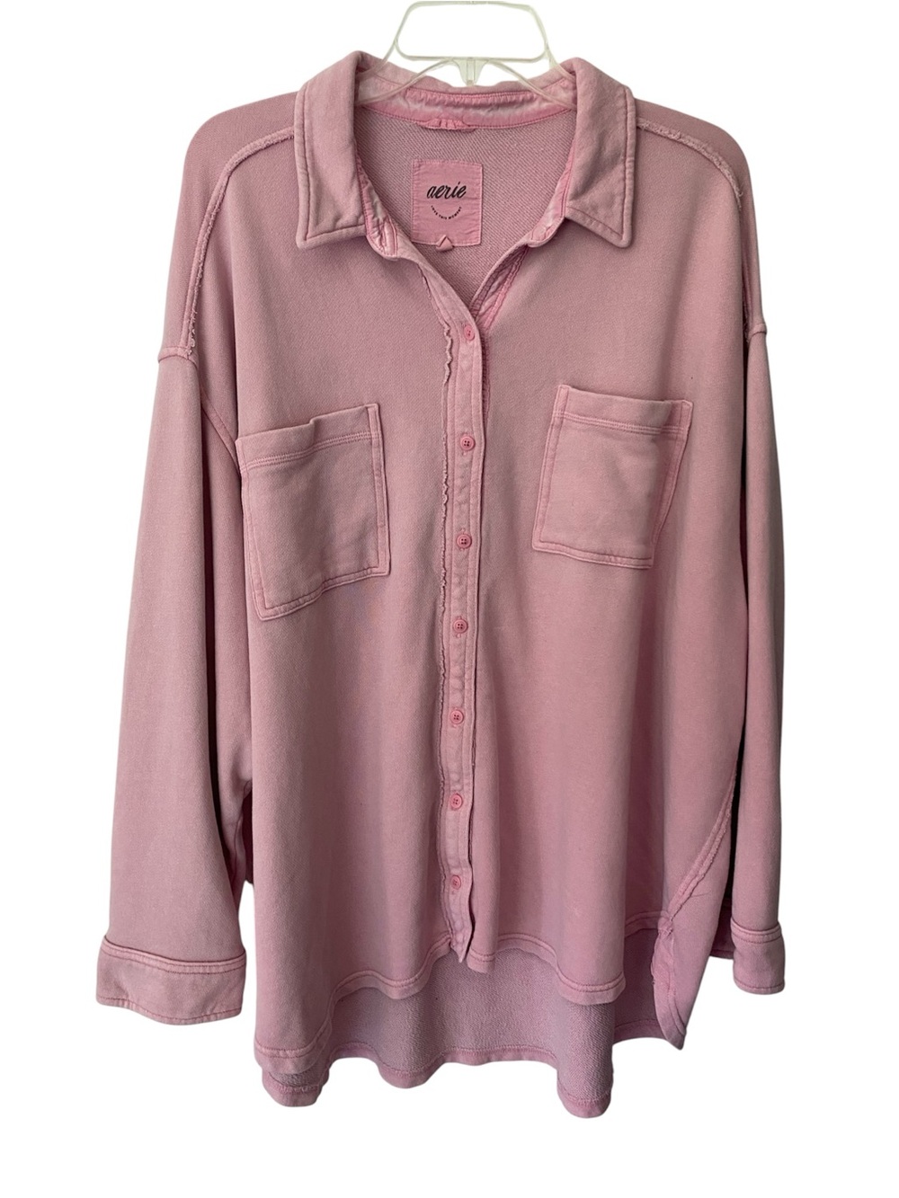 Aerie LumberJane Fleece Shirt Women’s Size XL Dusty Pink Shacket Oversized